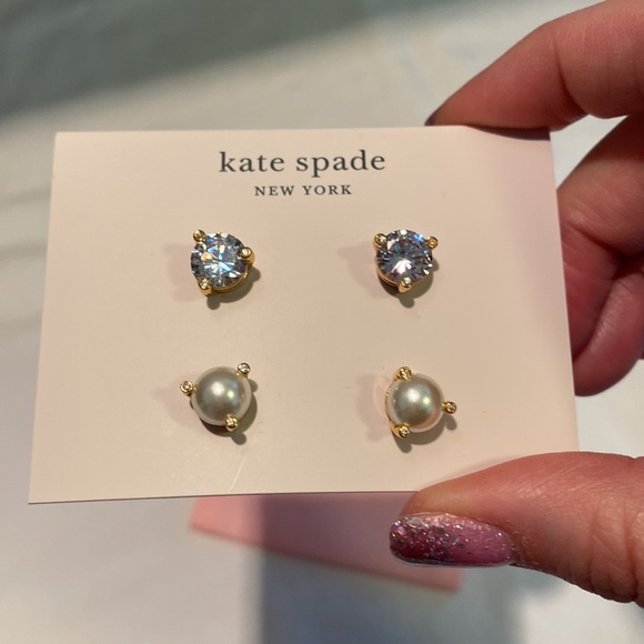 NWT Kate Spade “Rise and Shine” earrings with pink drawstring bag - Picture 5 of 13